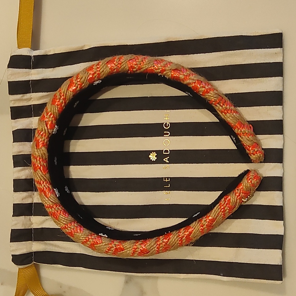 Lele Sadoughi Calabria Coral Raffia Woven Alice Headband